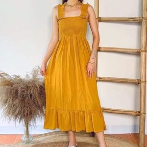 Summer Smocked Dress (Mustard)